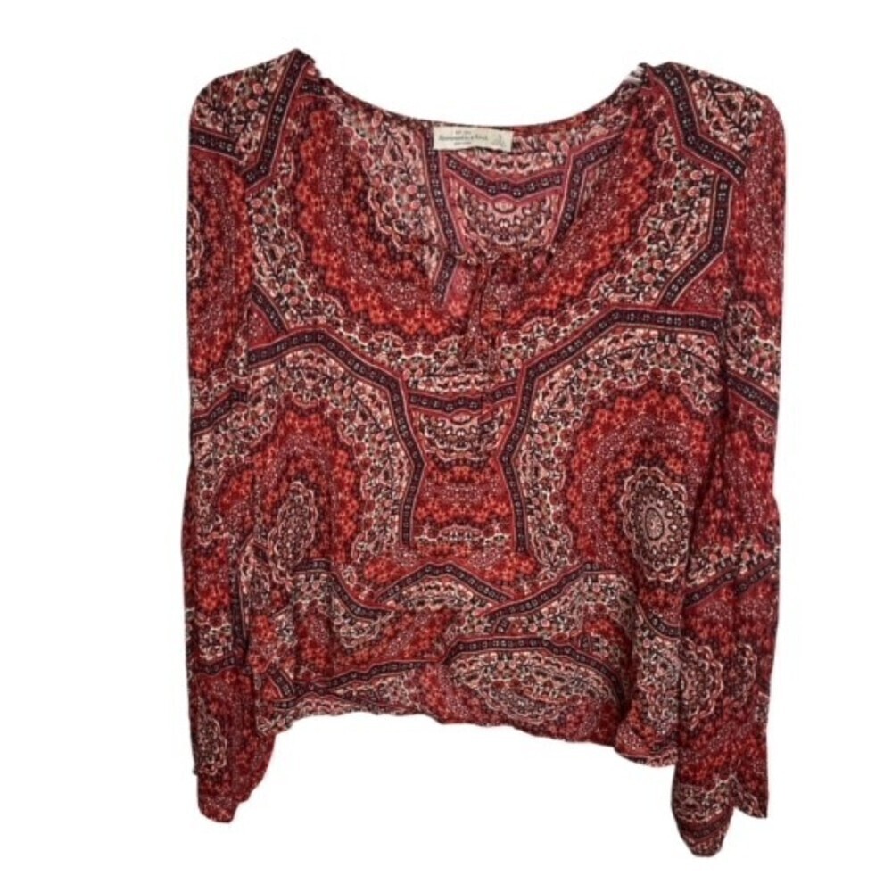 Abercrombie & Fitch‎ long ruffled sleeve blouse small Rust EUC